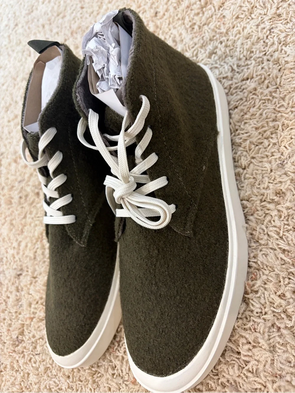 Steve Madden Olive Green Chukka Boots with White Laces